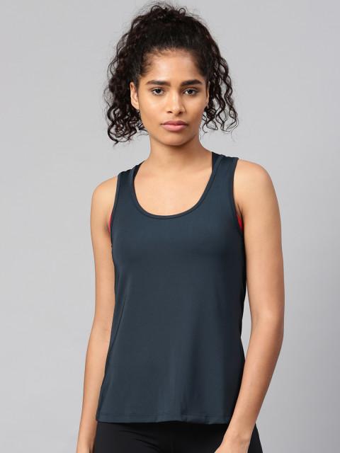 HRX by Hrithik Roshan Women Blue Solid Styled Back Top